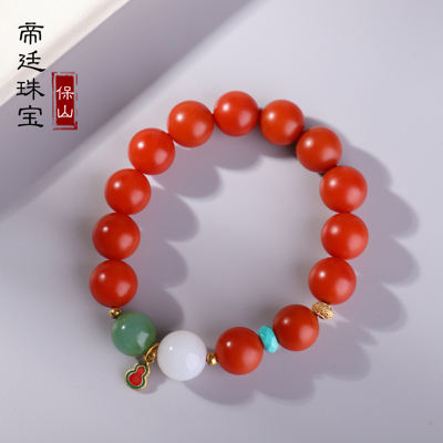 保山南红收藏级满肉柿子红手链