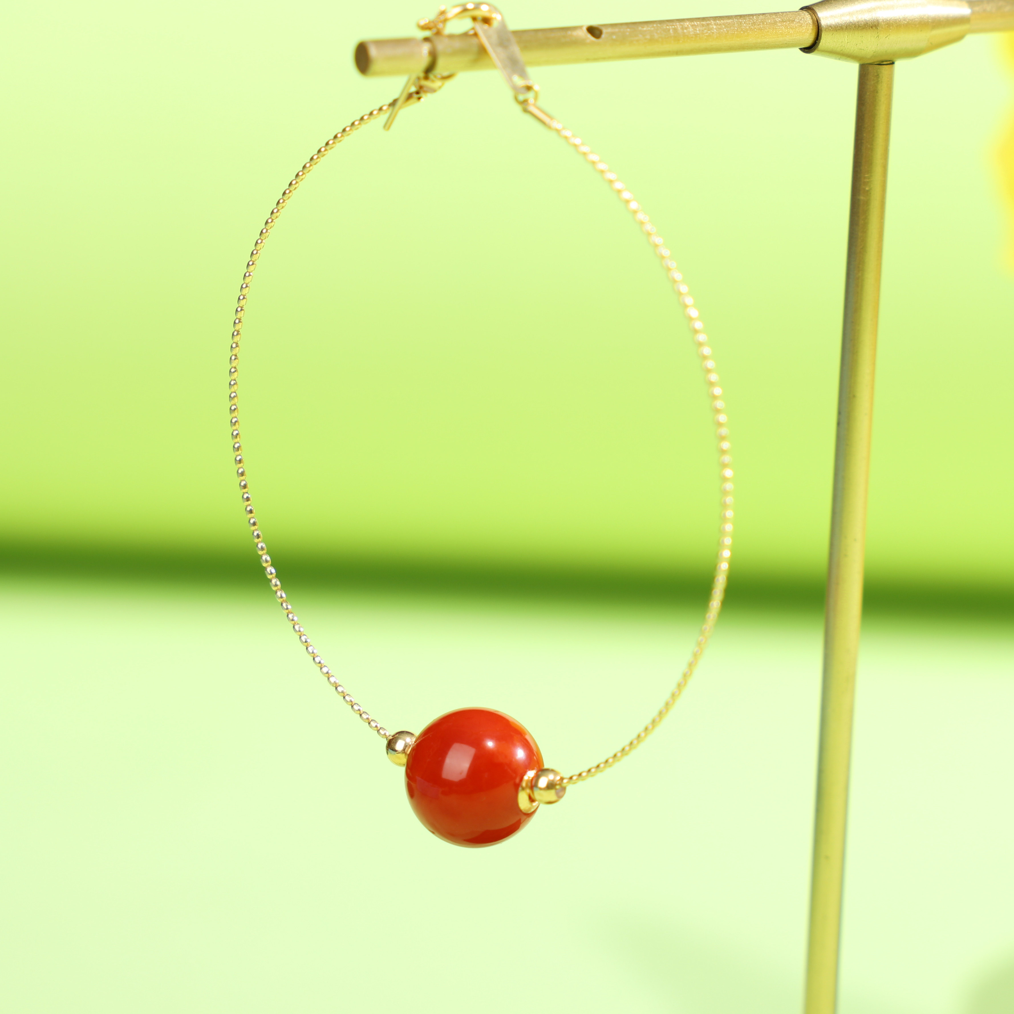 diy手链设计款18k金南红圆珠