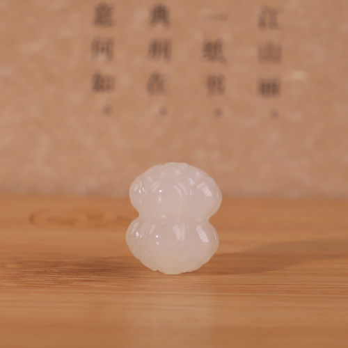 新疆和田玉白玉并蒂莲花珠手串饰