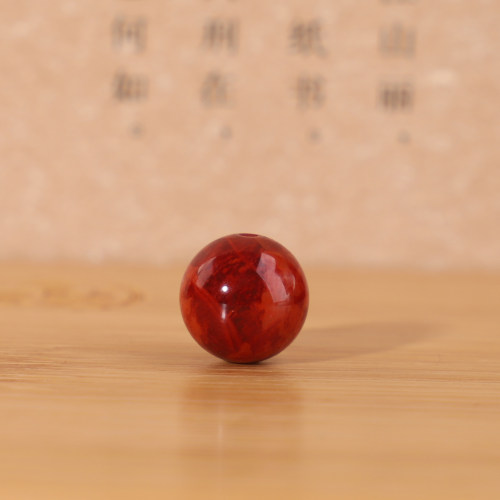 凉山南红圆珠高品火焰纹艳红单珠