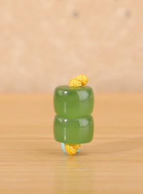 天然俄料碧玉果绿色直切珠隔珠