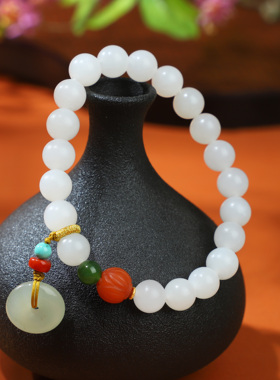 帝廷珠宝家原创设计 和田玉8MM手串女 白玉羊脂玉手链 因它而明媚