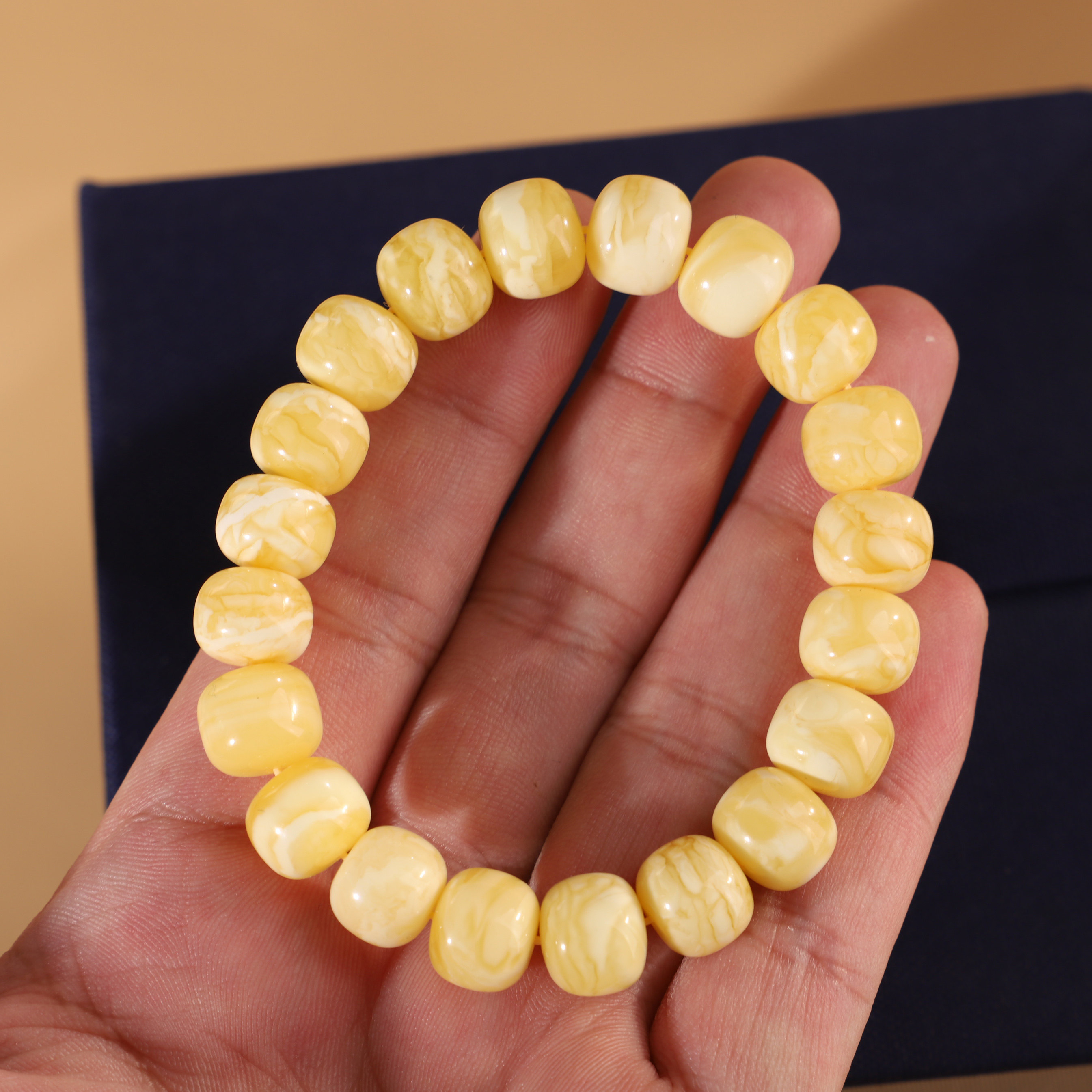 帝廷家！正品天然俄料蜜蜡白花蜡妖花老型珠手链高货10.6mmWV86号