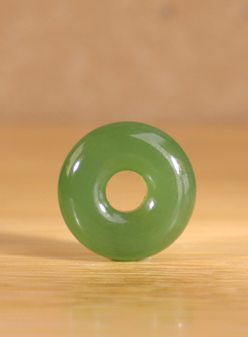 俄料碧玉果绿色面包圈单颗散珠