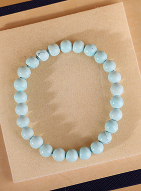 帝廷！正品湖北十堰绿松石圆珠手链单圈天空蓝色微铁线WC74号7mm