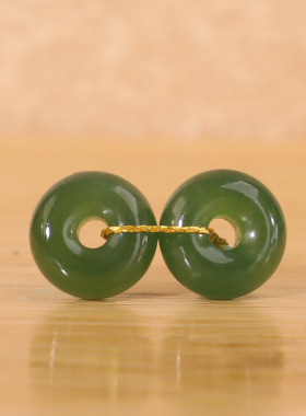 天然俄料碧玉阳绿面包圈隔珠垫片