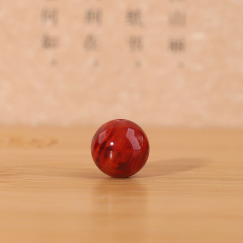 凉山南红圆珠高品火焰纹艳红单珠