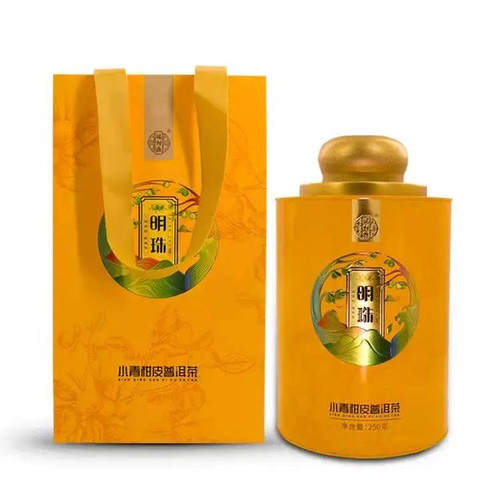 福柑源明珠新会小青柑2021年普洱熟茶正宗柑普茶叶高档罐装250g