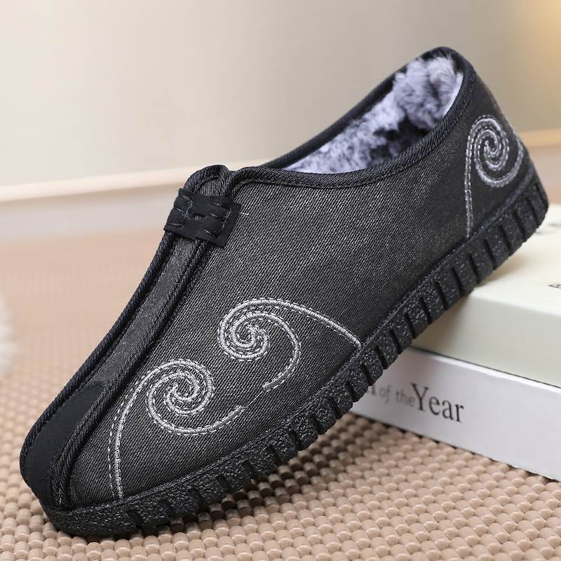 冬季加厚保暖兔毛爸爸鞋老北京布鞋男士棉鞋防滑软底中老年人棉靴