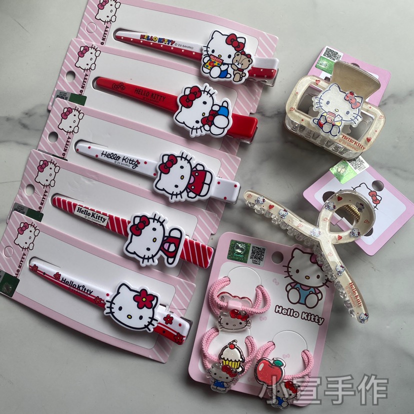 310正品hellokitty少女皮筋发夹细闪抓夹一字夹凯蒂猫刘海侧边夹