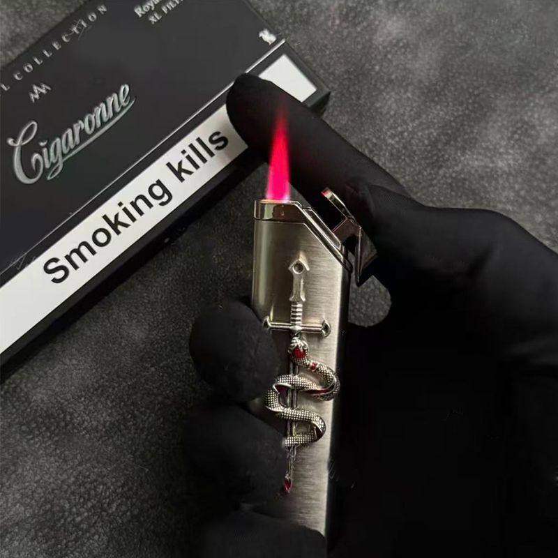欧美流行手工金属创意防风粉焰充气打火机高品质送男友情人节礼物