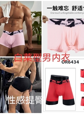 白菜新款高档帅气型男莫代尔拼接男士平角裤性感低腰大V内裤6434