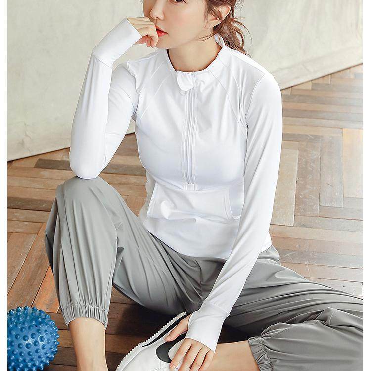 女春秋长袖修身立领半拉链白色健身瑜伽服运动外套长裤背心套装,运动服/休闲服装,运动套装,淘宝优惠券,粉丝福利购,淘宝优惠卷