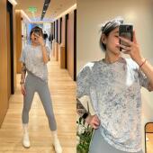 夏运动短袖 上衣 女莫代尔pima棉宽松遮肉T恤扎染迷彩休闲户外半袖