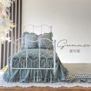 可拆洗宠物铁艺床夏天四季通用狗窝猫窝泰迪小型犬可爱离地公主床