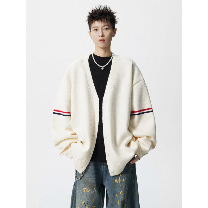 慵懒感情侣开衫毛衣男女春季复古条纹休闲针织衫高街百搭宽松外套,男装,针织衫/毛衣,淘宝优惠券,粉丝福利购,淘宝优惠卷