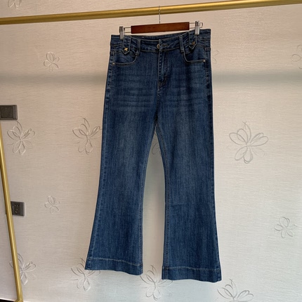 品牌纯棉牛仔裤直筒裤洋气舒适透气夏款高腰阔腿裤四面弹松弛感