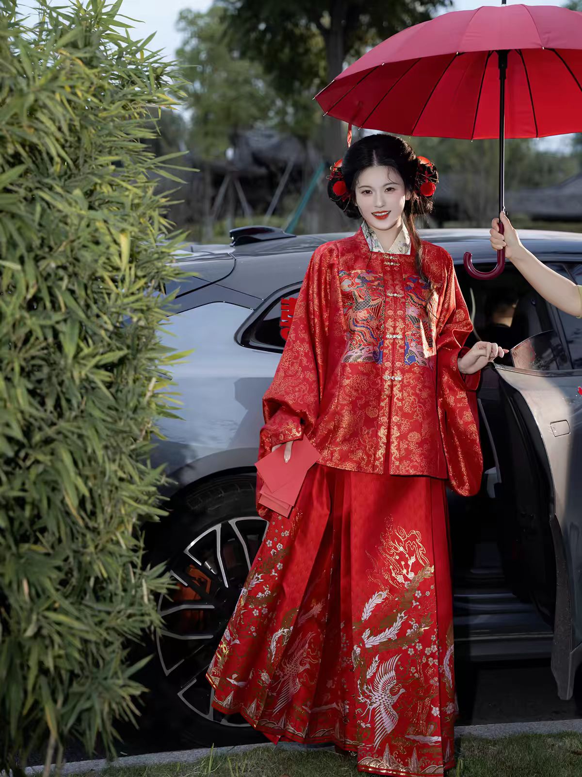 卿如故汉服明制方领补服马面裙红色婚服出阁服敬酒服结婚领证图片