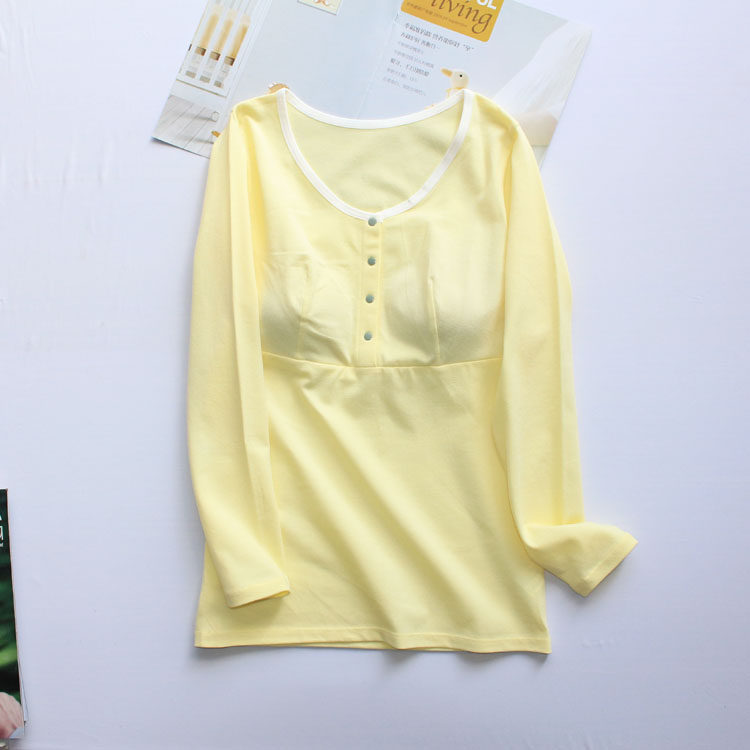 앞버튼 순면 임부복 긴팔 수유 상의 산후 상의 하의 셔츠 브라프리 대형 가을옷