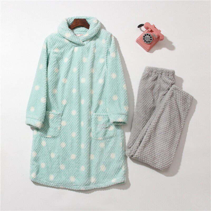 매일 싱글 겨울 하이 넥 출산 잠옷 산호 벨벳 따뜻한 절반 길이 가정복 출산 모유 수유 모유 수유 옷