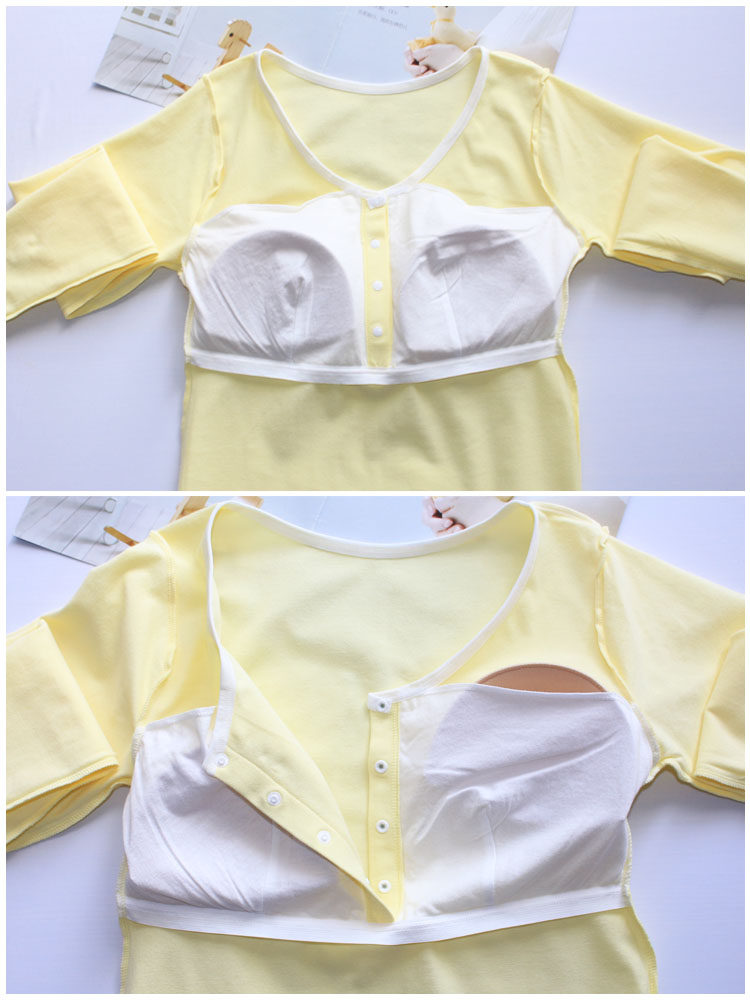 앞버튼 순면 임부복 긴팔 수유 상의 산후 상의 하의 셔츠 브라프리 대형 가을옷