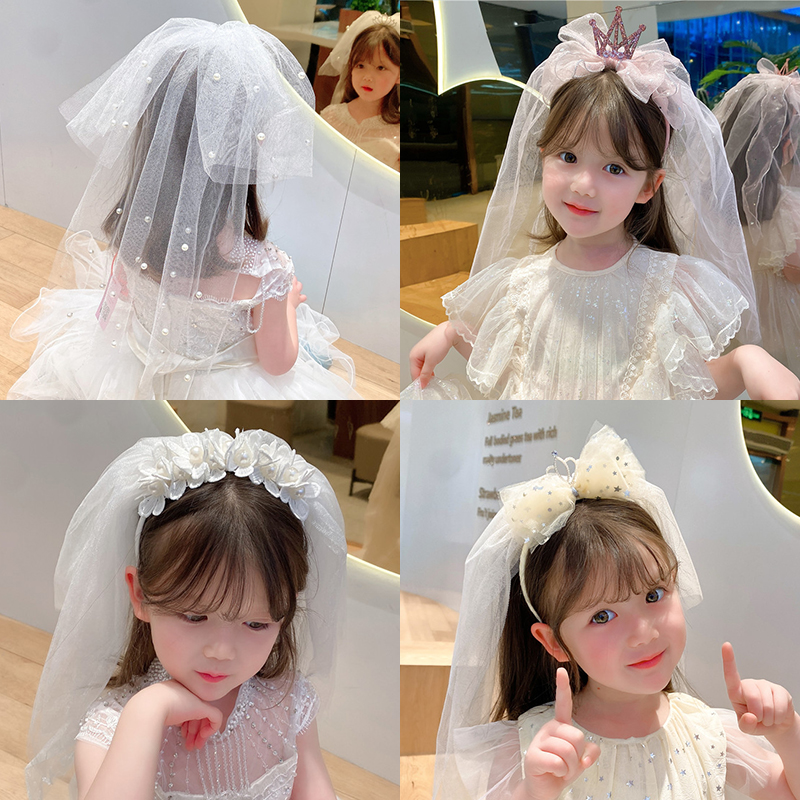 公主风小女孩婚纱生日白色发箍