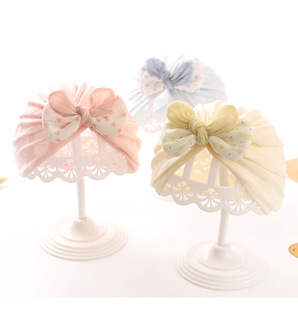 宝宝印度帽子春夏新生儿囟门帽保护囟门纯棉拍照头饰蝴蝶结印度帽