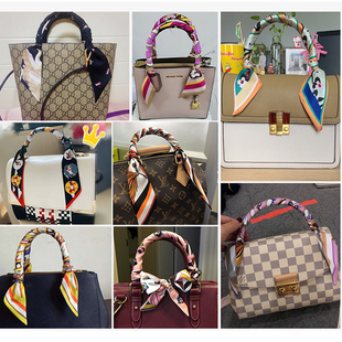 LVΒT绑包手柄手提波点懒人小丝巾小长条配饰小耳朵条纹丝带配饰