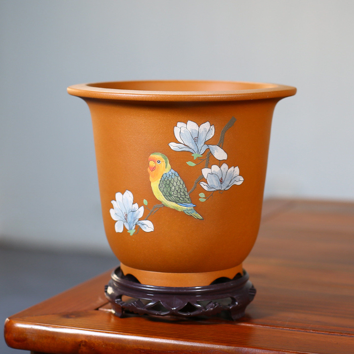 宜兴紫砂花盆陶瓷大号精品金钟室内君子兰圆形高档盆景盆栽兰花盆