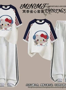 女童夏季纯棉短袖运动裤套装