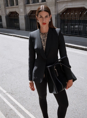 HOBBS黑色一粒扣西服西装外套纯色修身气质英伦干练通勤OL风