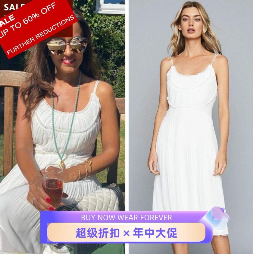 REISS白色吊带连衣裙飘逸仙女风