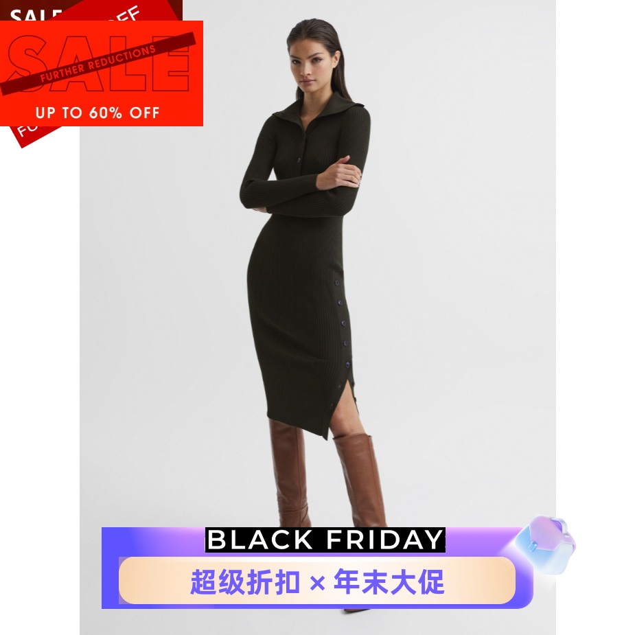 优雅气质纯色针织连衣裙