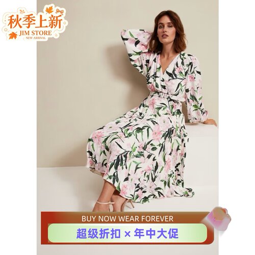 PhaseEight长袖碎花连衣裙