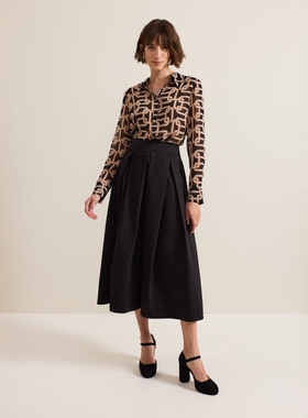 Phase Eight长袖衬衫衬衣链条印花黑色棕色轻薄大气通勤日常百搭