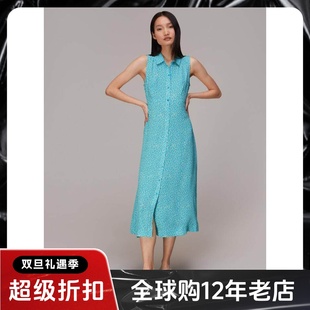 WHISTLES连衣裙衬衫裙浅蓝碎花中长款清新淑女优雅飘逸百搭