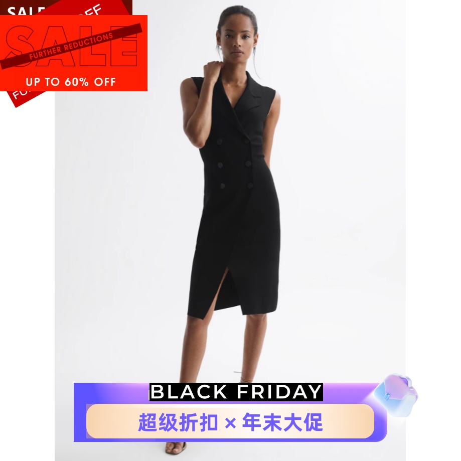 REISS黑西服裙双排扣优雅OL干练