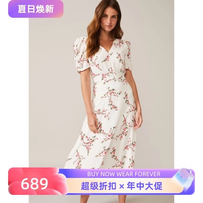 PhaseEight白底碎花连衣裙清新