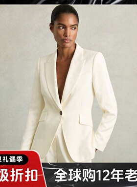 REISS白色西服西装套装一粒扣春夏款简约干练优雅修身OL风气质