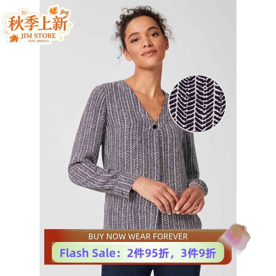HOBBS浅蓝麦穗花纹衬衫