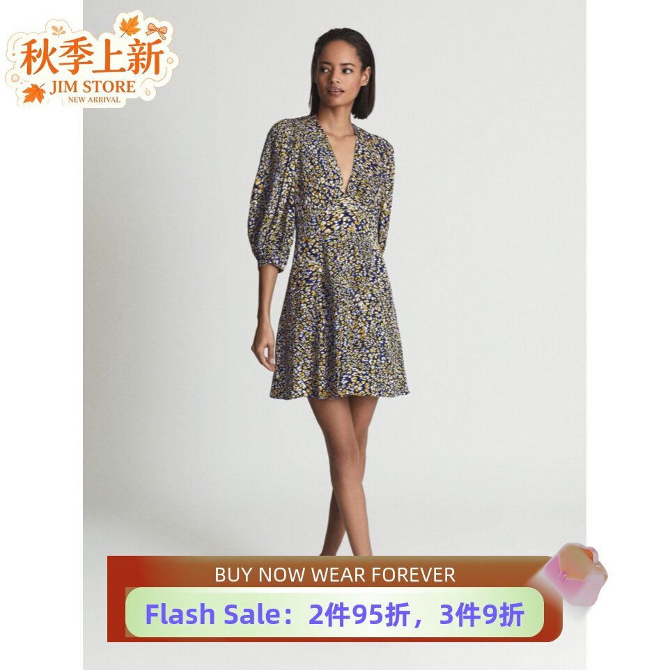 REISS碎花连衣裙气质英伦显瘦