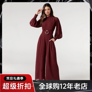 纯色网纱袖 Phase 阔腿裤 连体裤 简约大气日常通勤 Eight红色长袖