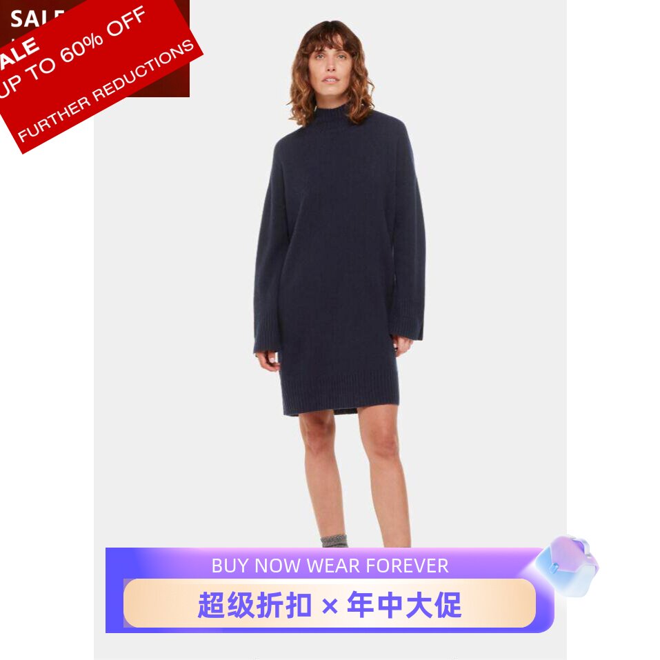 WHISTLES藏蓝羊毛针织裙