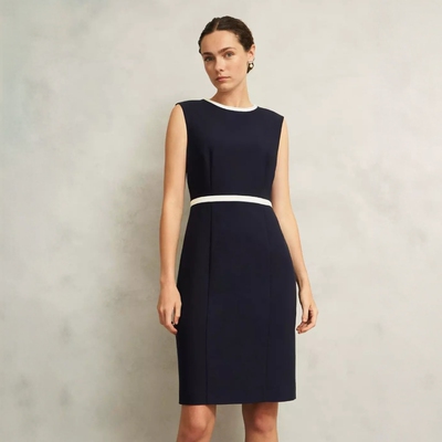 HOBBS藏蓝包臀连衣裙通勤正装裙高腰修身气质干练OL显示百搭微弹