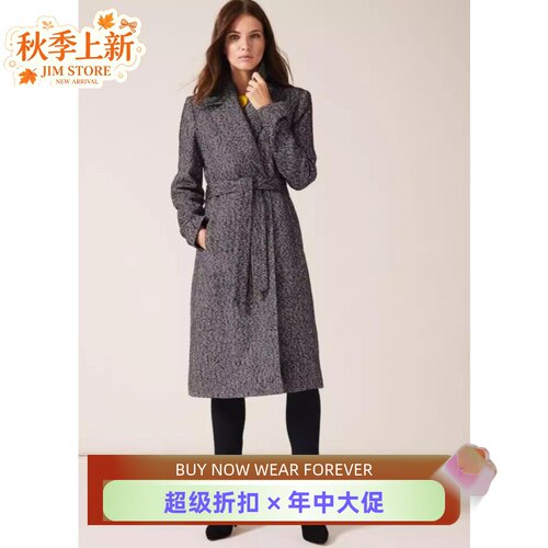 PhaseEight西服领外套中长系带