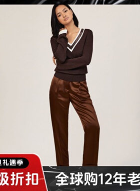 REISS古铜色缎面正装裤休闲裤醋酸经典通勤OL风百搭干练显瘦