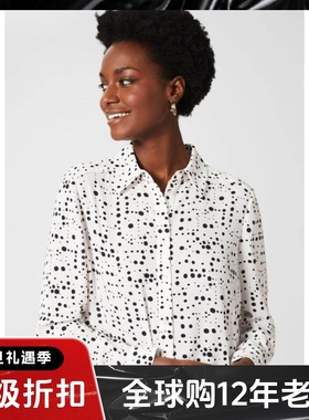 HOBBS白色波点衬衫衬衣直筒简约淑女英伦风通勤休闲百搭