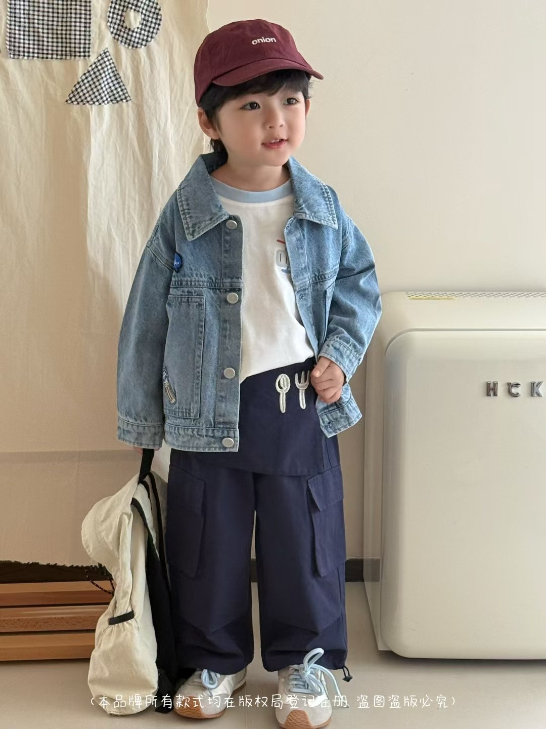 2025春秋新款男童韩版牛仔外套小童卡通韩版时尚牛仔衬衣