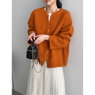 那末韩系早春温柔风复古圆领针织开衫女显白色系单排扣毛衣