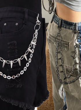 街头辣妹朋克复古个性嘻哈百搭链条铆钉ins配饰金属腰链牛仔裤链